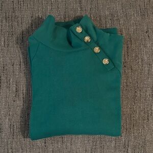 NWT J. Crew Hunter Green Cowl Neck Sweater with Button Detail